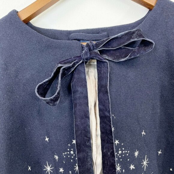 Collectif Capelet Size 4XL Women's Blue Wool Blend Embroidered Metallic Stars - Picture 3 of 9